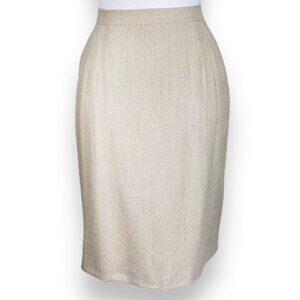 Vintage ESCADA Margaretha Ley 90s Beige Silk Wool Blend Pencil Skirt 36 / S